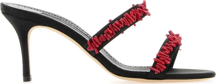 Black Satin Clorette Mules