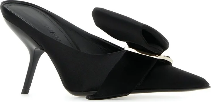 Black Satin Emii 85 Mules - Image 2