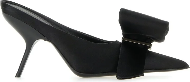 Black Satin Emii 85 Mules