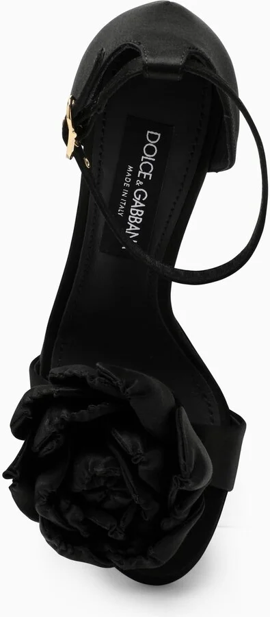 Black Satin High Sandal - Image 3