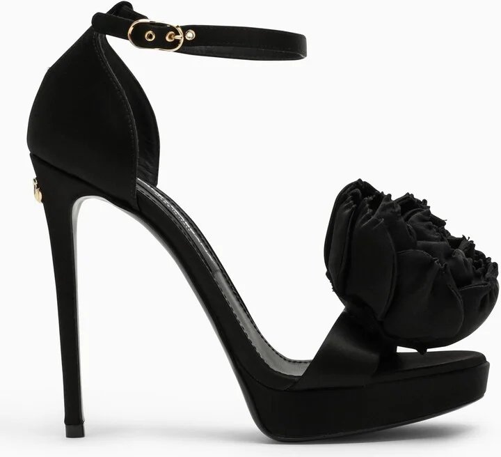 Black Satin High Sandal