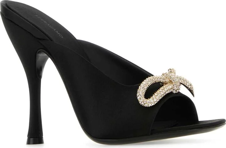 Black Satin Mules - Image 2