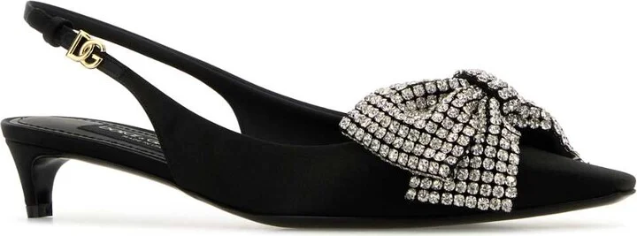 Black Satin Pumps - Image 2