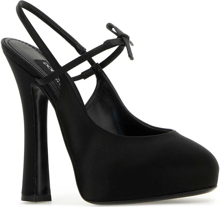 Black Satin Pumps - Image 2