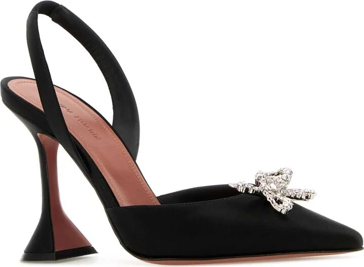 Black Satin Rosie Pumps - Image 2
