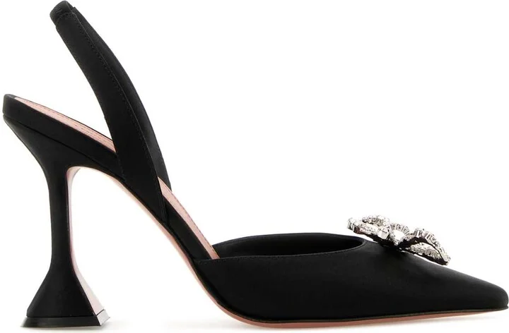 Black Satin Rosie Pumps