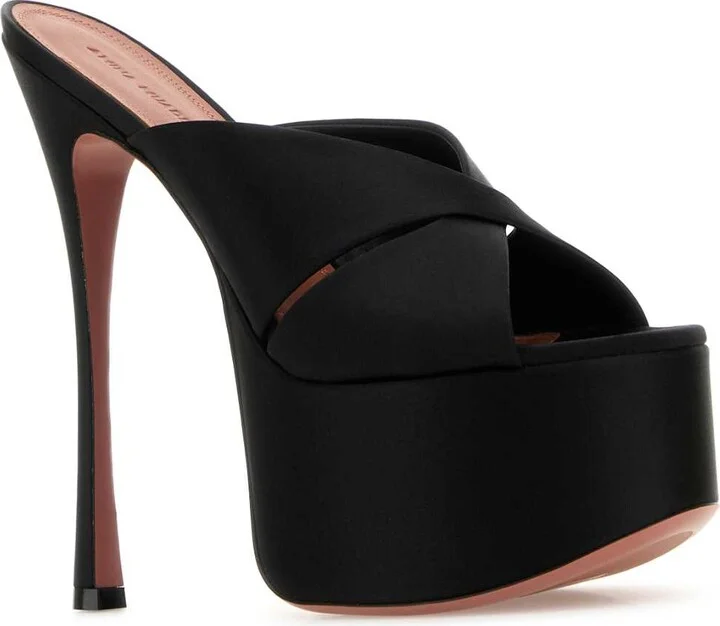 Black Satin Salma Mules - Image 2