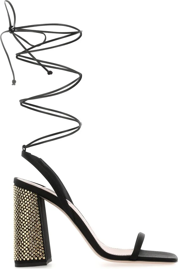 Black satin sandals