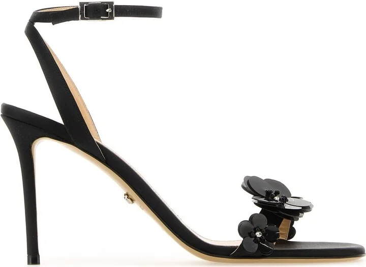 Black satin sandals