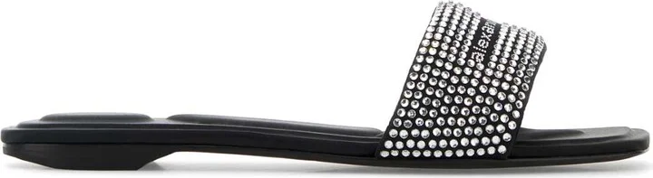 Black Satin Vy Slippers