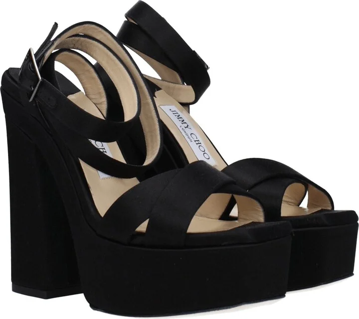 Black Satin Women's Platforms - Image 2