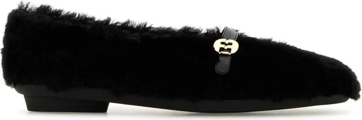 Black Shearling Noella Ballerinas