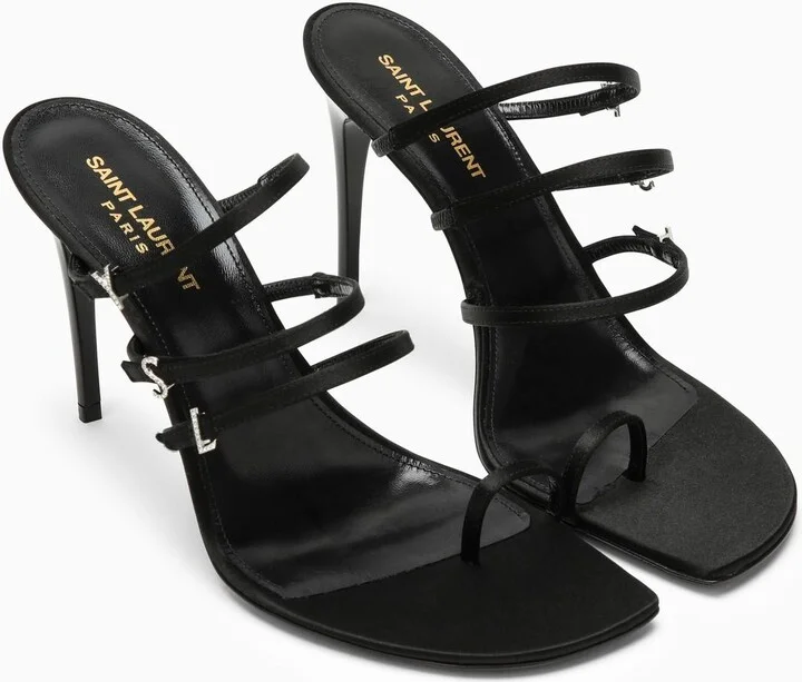 Black Silk And Leather Sandal - Image 2