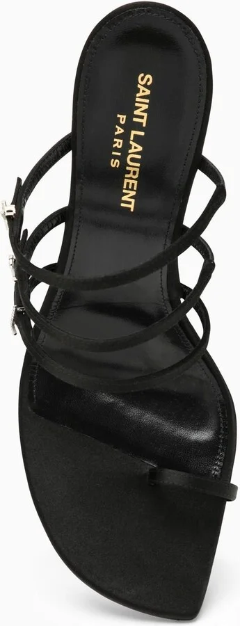 Black Silk And Leather Sandal - Image 3