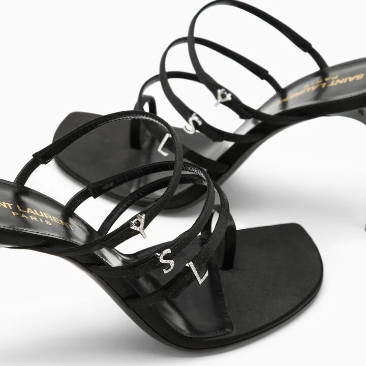 Black Silk And Leather Sandal - Image 5