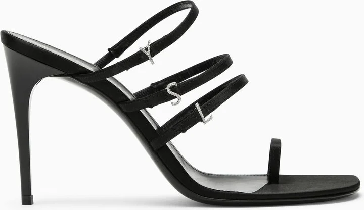 Black Silk And Leather Sandal