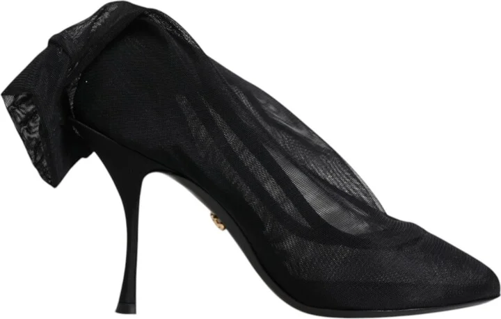 Black Silk Stretch Mesh Sock Boots Women's Shoes (Pre-Owned)