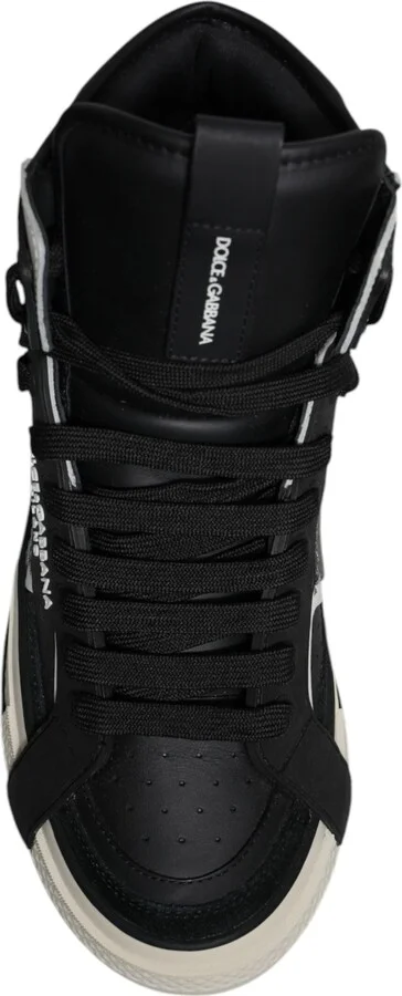 Black Silver Leather High Top Sneaker Men's Shoes - Image 3