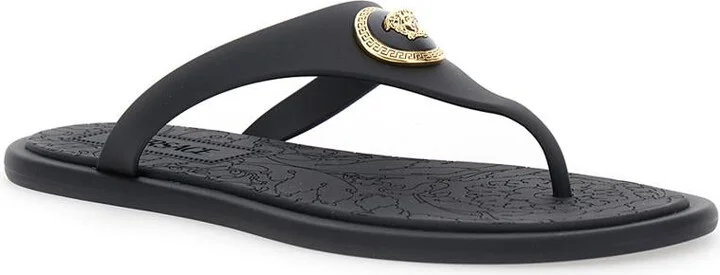Black Slides With Medusa Detail In Rubber Woman - Image 2