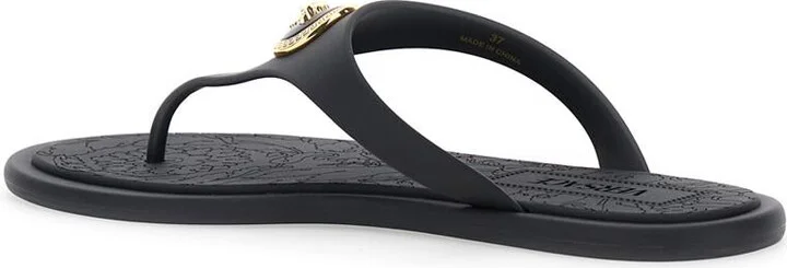 Black Slides With Medusa Detail In Rubber Woman - Image 3