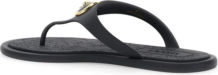 Black Slides With Medusa Detail In Rubber Woman - Image 2