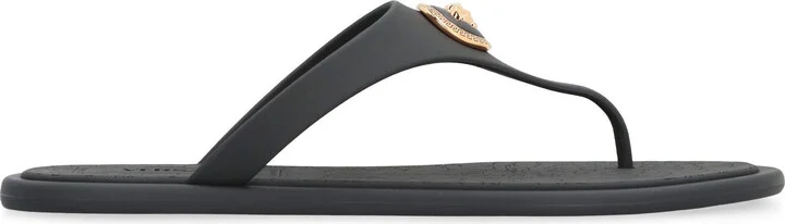 Black Slides With Medusa Detail In Rubber Woman - Image 3