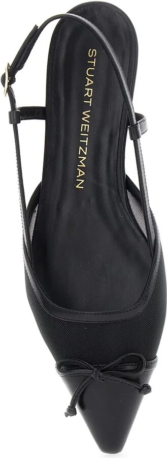 Black Slingback Ballerinas With Pointed Design In Mixed Leather Woman - Image 4