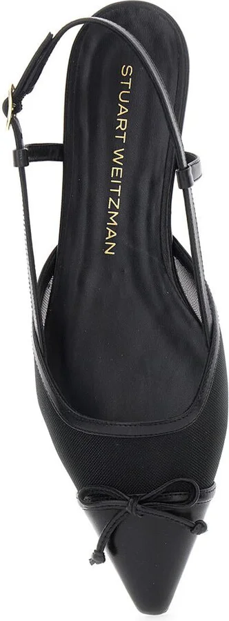 Black Slingback Ballerinas With Pointed Design In Mixed Leather Woman - Image 4