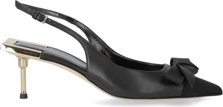 Black Slingback Pump With Bow