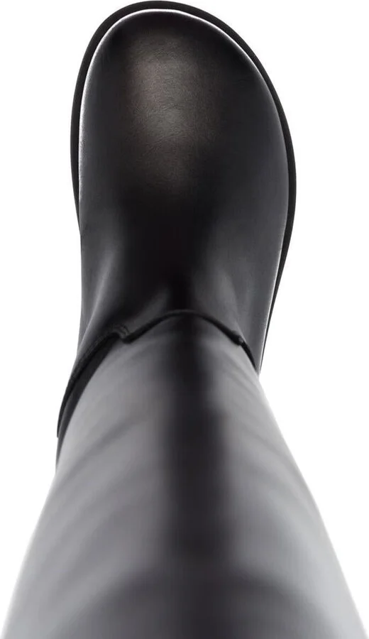 Black Slip-On Boots With Platform In Smooth Leather Woman - Image 4
