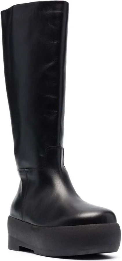 Black Slip-on Boots With Platform In Smooth Leather Woman - Image 2