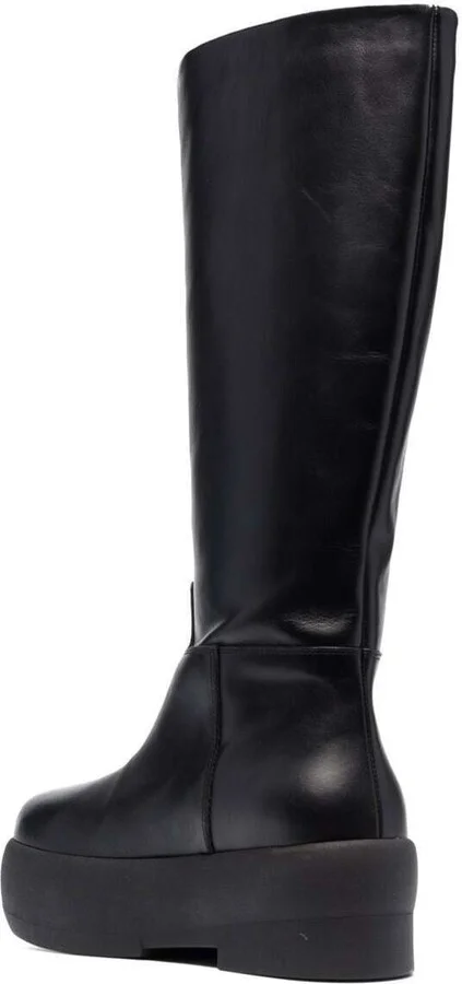 Black Slip-on Boots With Platform In Smooth Leather Woman - Image 3