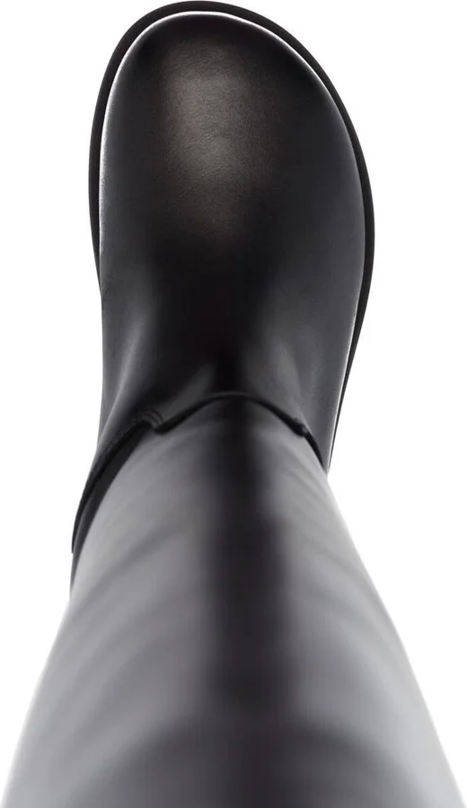 Black Slip-on Boots With Platform In Smooth Leather Woman - Image 4