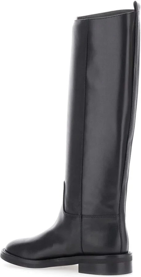 Black Slip-On Boots With Round Toe In Leather Woman - Image 3