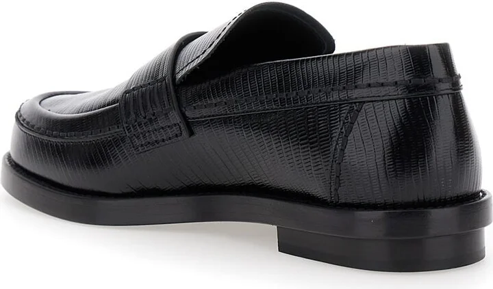 Black Slip-on Loafers In Leather Man - Image 2