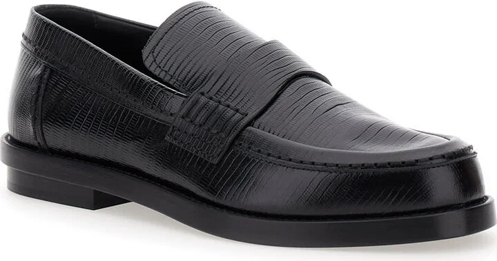 Black Slip-on Loafers In Leather Man