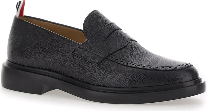 Black Slip-on Loafers With Loop Detail In Leather Man - Image 2