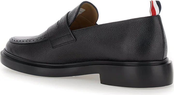 Black Slip-on Loafers With Loop Detail In Leather Man - Image 3