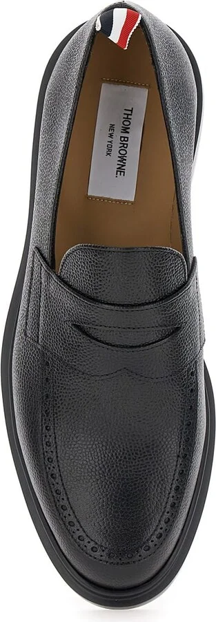 Black Slip-on Loafers With Loop Detail In Leather Man - Image 4