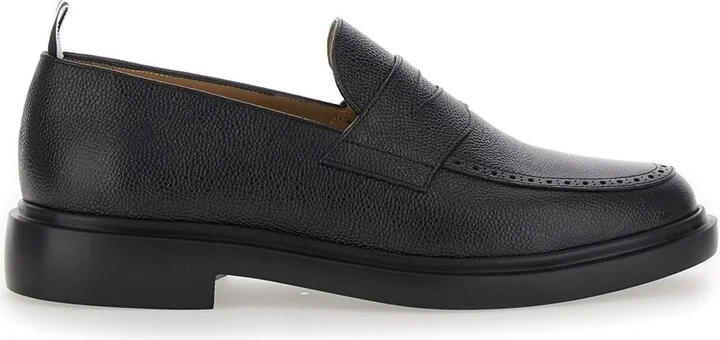 Black Slip-on Loafers With Loop Detail In Leather Man