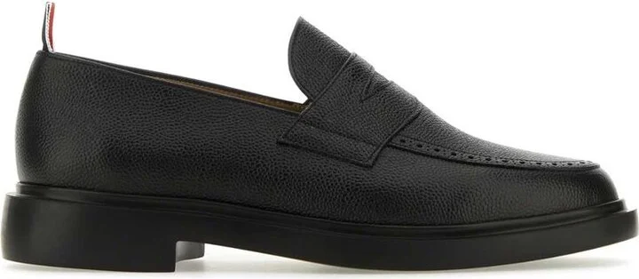 Black Slip-On Loafers With Loop Detail In Leather Man