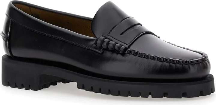 Black Slip-on Loafers With Lug Sole In Leather Woman - Image 2