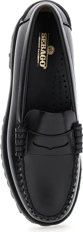 Black Slip-On Loafers With Lug Sole In Leather Woman - Image 4