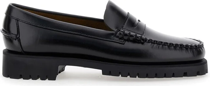 Black Slip-On Loafers With Lug Sole In Leather Woman - Image 5