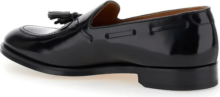 Black Slip-On Loafers With Tassel Detail In Smooth Leather Man - Image 3