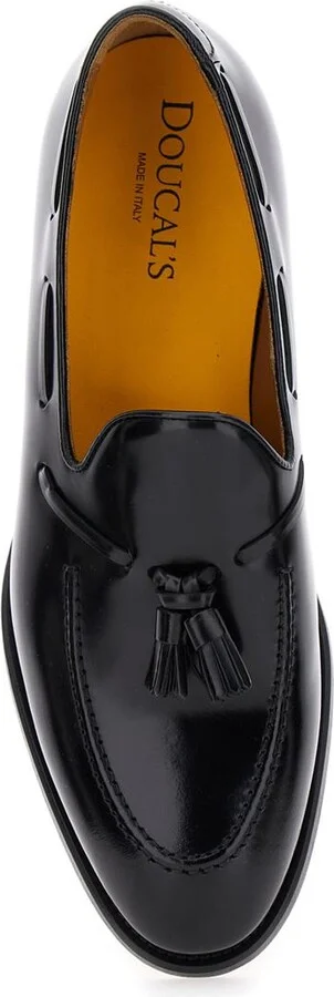 Black Slip-On Loafers With Tassel Detail In Smooth Leather Man - Image 4