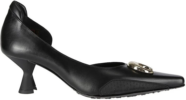 Black Slip-On Shoe With Gold Logo Plaque
