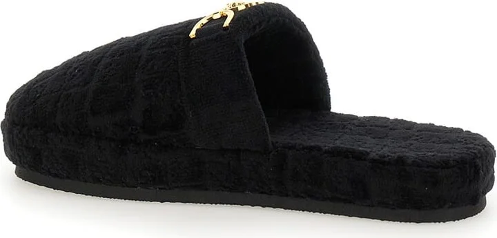 Black Slippers With Logo Plaque In Fabric Man - Image 2