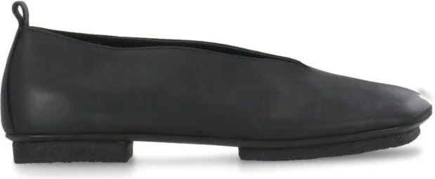 Black Smooth Leather Ballet Shoes