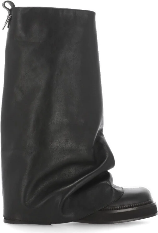 Black Smooth Leather Combat Robin Boots